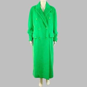 STAND STUDIO Lidya Green Polyester Faux Fur Peak Lapel Coat